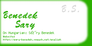 benedek sary business card